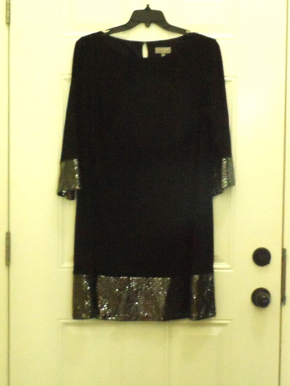 laura plus- black dress with sequin accents, size 14